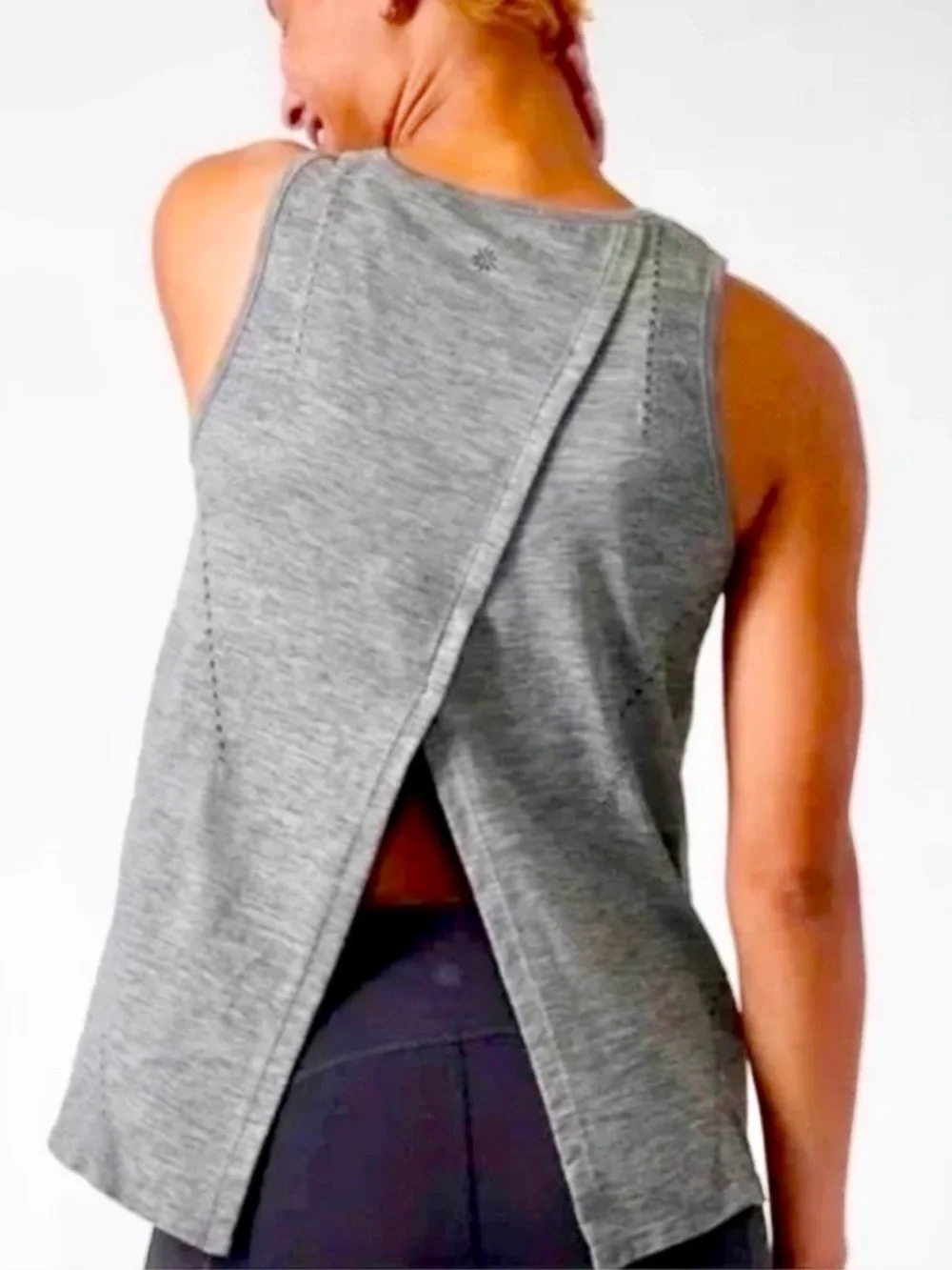 Athleta Foothill Seamless Split Back Tank Top, Heather Gray, Large - Picture 3 of 14